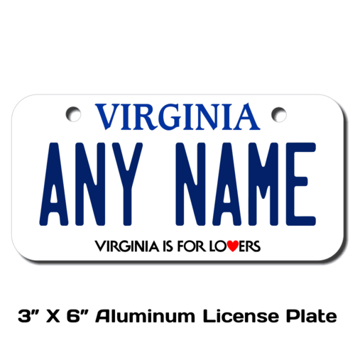 Personalized Virginia 3 X 6 License Plate 