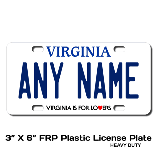 Personalized Virginia 3 X 6 Plastic License Plate