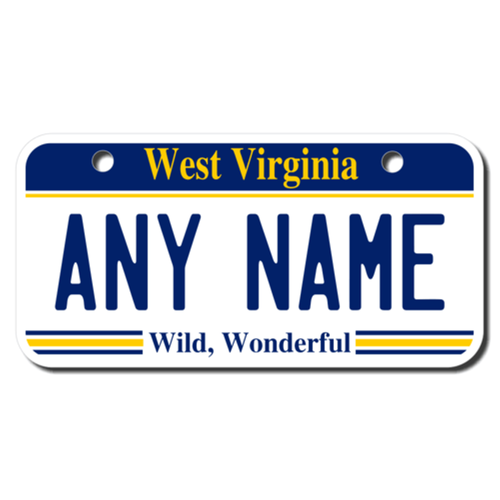 Personalized West Virginia 3 X 6 License Plate 