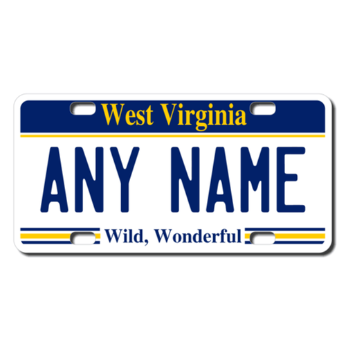 Personalized West Virginia 3 X 6 Plastic License Plate 
