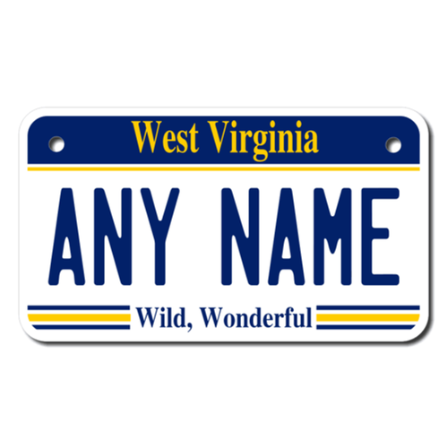 Personalized West Virginia 4 X 7 License Plate