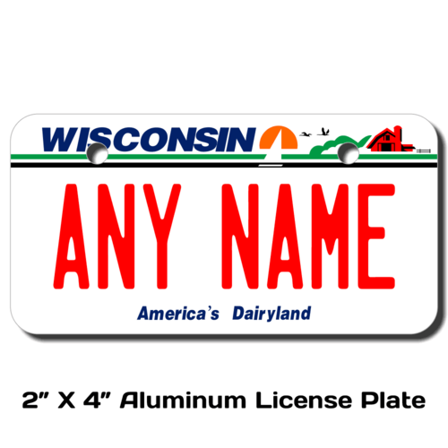 Personalized Wisconsin 2 X 4 License Plate 