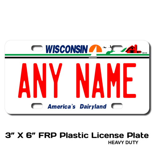 Personalized Wisconsin 3 X 6 Plastic License Plate