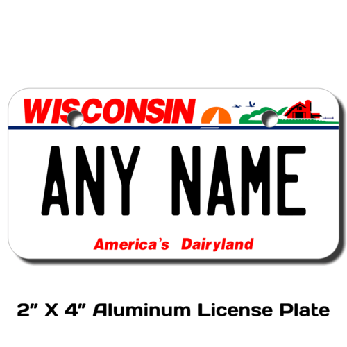 Personalized Wisconsin 2 X 4 License Plate 