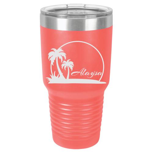 Personalized Laser Engraved 30 oz Insulated Tumbler -Beach Scene