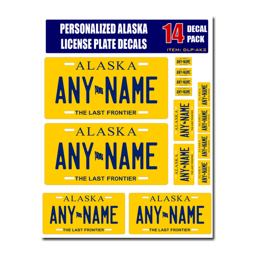 Personalized Alaska License Plate Decals - Stickers Version 2
