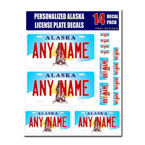 Personalized Alaska License Plate Decals - Stickers Version 3