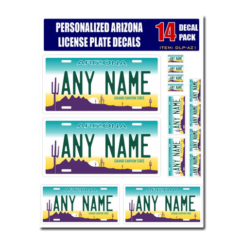 Personalized Arizona License Plate Decals - Stickers Version 1
