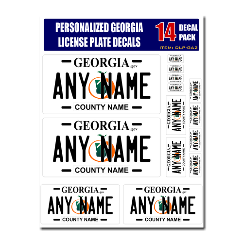 Personalized Georgia License Plate Decals - Stickers Version 2