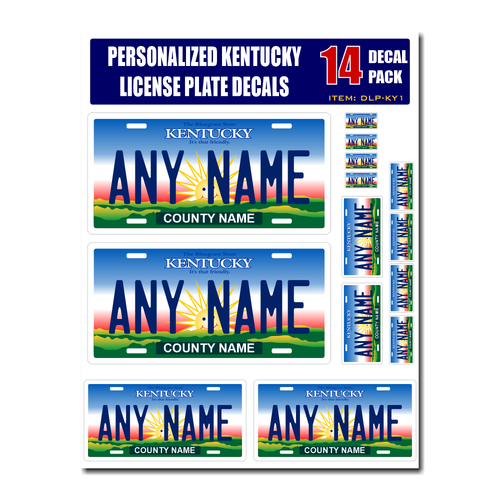 Personalized Kentucky License Plate Decals - Stickers Version 1