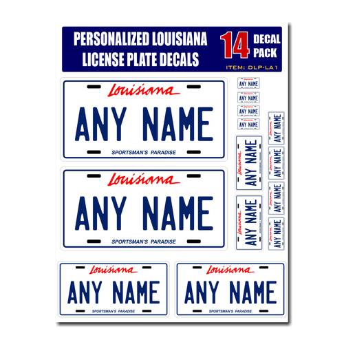 Personalized Louisiana License Plate Decals - Stickers Version 1