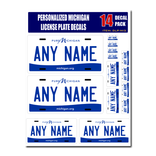 Personalized Michigan License Plate Decals - Stickers Version 3