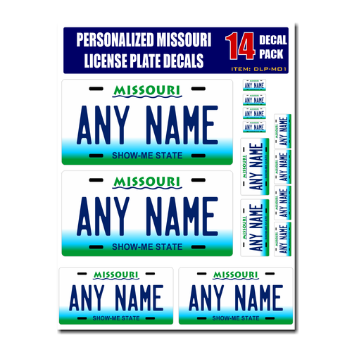 Personalized Missouri License Plate Decals - Stickers Version 1