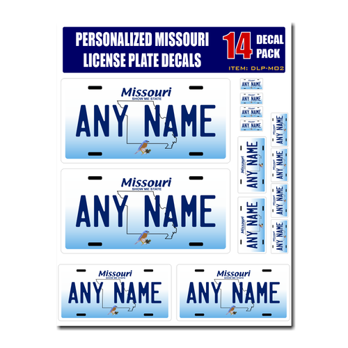Personalized Missouri License Plate Decals - Stickers Version 2