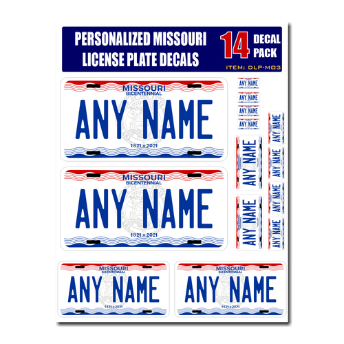 Personalized Missouri License Plate Decals - Stickers Version 3