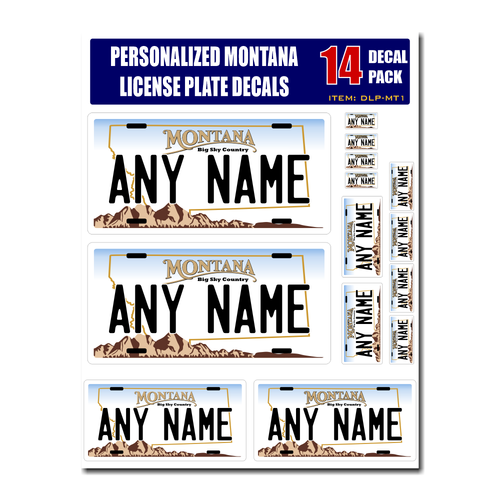 Personalized Montana License Plate Decals - Stickers Version 1