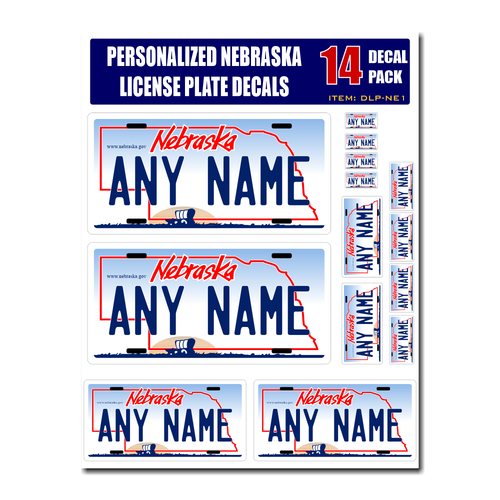 Personalized Nebraska License Plate Decals - Stickers Version 1