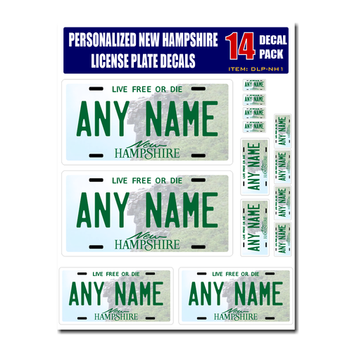 Personalized New Hampshire License Plate Decals - Stickers Version 1