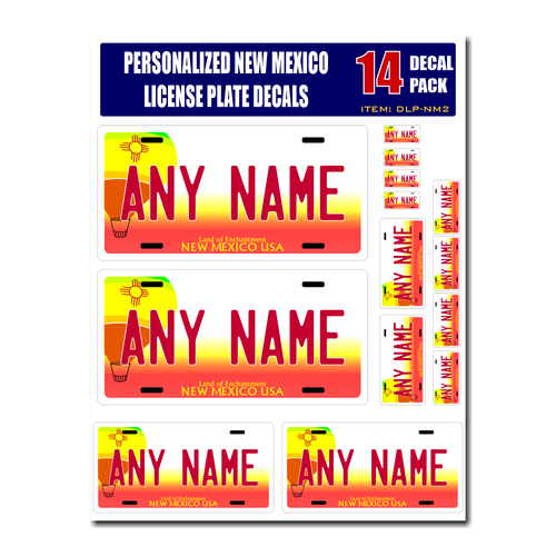 Personalized New Mexico License Plate Decals - Stickers Version 2
