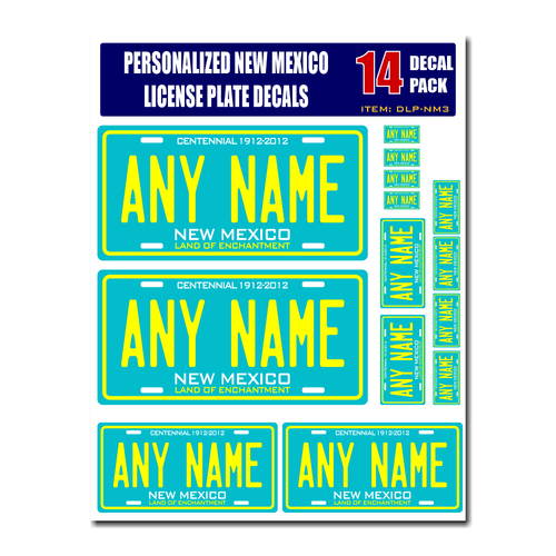Personalized New Mexico License Plate Decals - Stickers Version 3