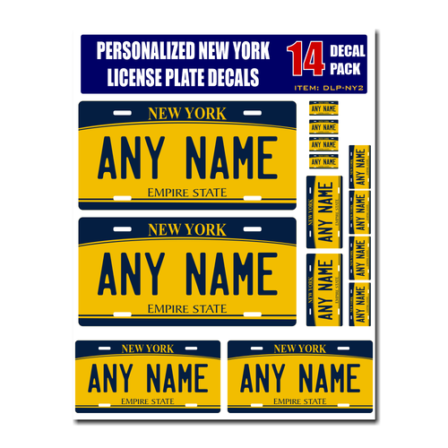 Personalized New York License Plate Decals - Stickers Version 2