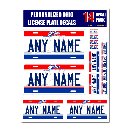 Personalized Ohio License Plate Decals - Stickers Version 1