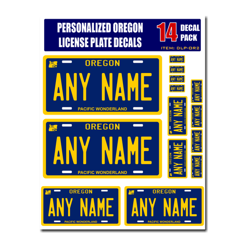 Personalized Oregon License Plate Decals - Stickers Version 2