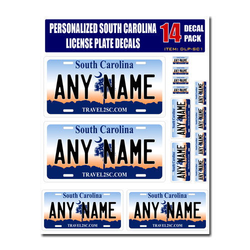 Personalized South Carolina License Plate Decals - Stickers Version 1