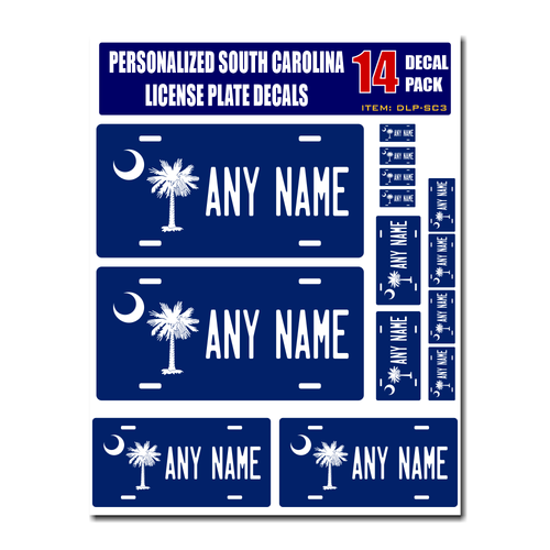 Personalized South Carolina License Plate Decals - Stickers Version 3