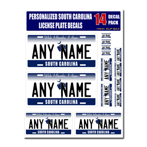 Personalized South Carolina License Plate Decals - Stickers Version 4