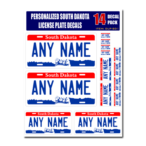 Personalized South Dakota License Plate Decals - Stickers Version 1