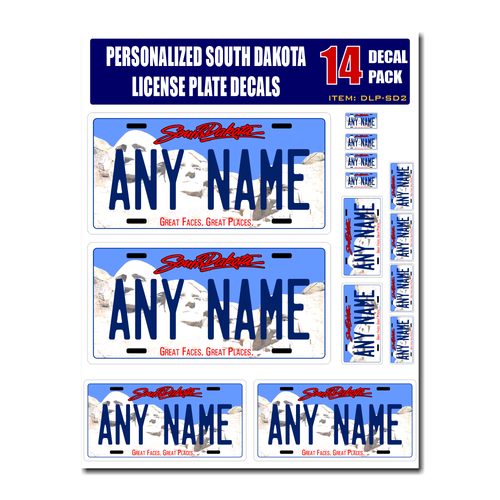 Personalized South Dakota License Plate Decals - Stickers Version 2