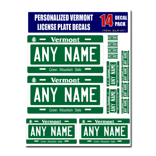 Personalized Vermont License Plate Decals - Stickers Version 1