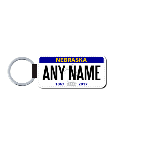 Personalized Nebraska 1.5 X 3 Key Ring License Plate  
