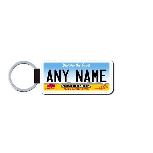 Personalized North Dakota 1.5 X 3 Key Ring License Plate 