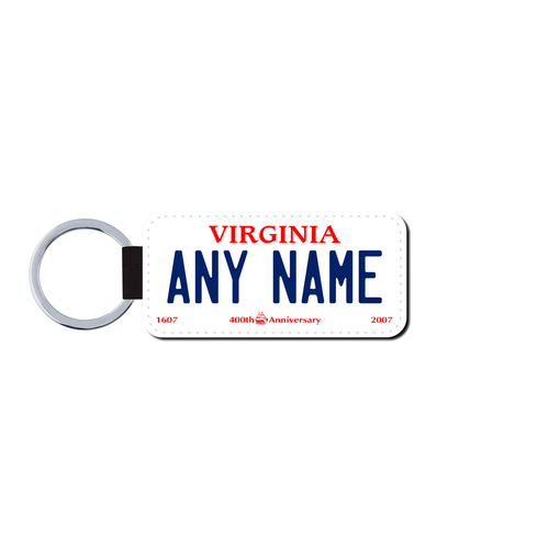 Personalized Virginia 1.5 X 3 Key Ring License Plate 