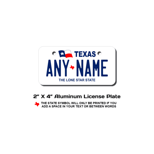 Personalized Texas 2 X 4 License Plate 