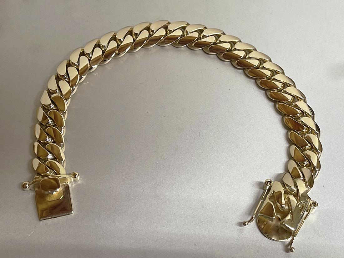 18k Gold Cuban Link Chain Bracelet Gold Curb Chain Bracelet 