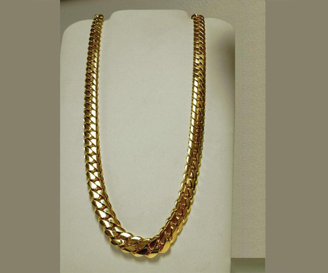 Solid 14K  Gold  Miami Men s Cuban Curb Link Chain Necklace 