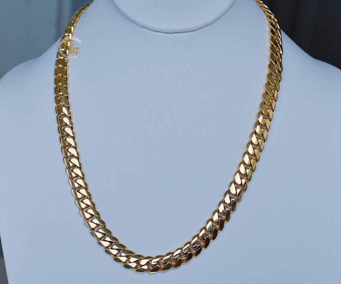 Solid 14K Gold Miami Men's Cuban Curb Link Chain Necklace Heavy 24" 130
