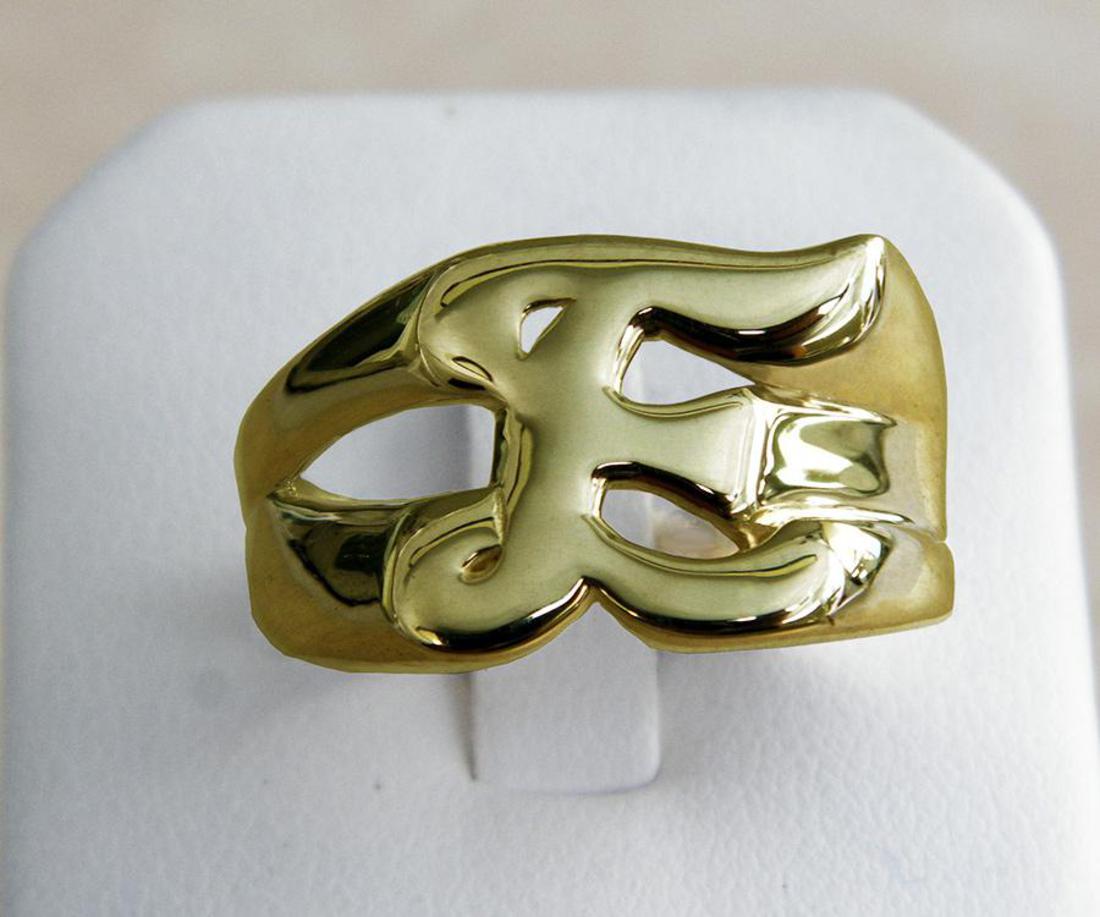 22Ct Gold Vermeil Old English Engraved Initial Rounded Signet Ring - Letter  Z by SEOL + GOLD