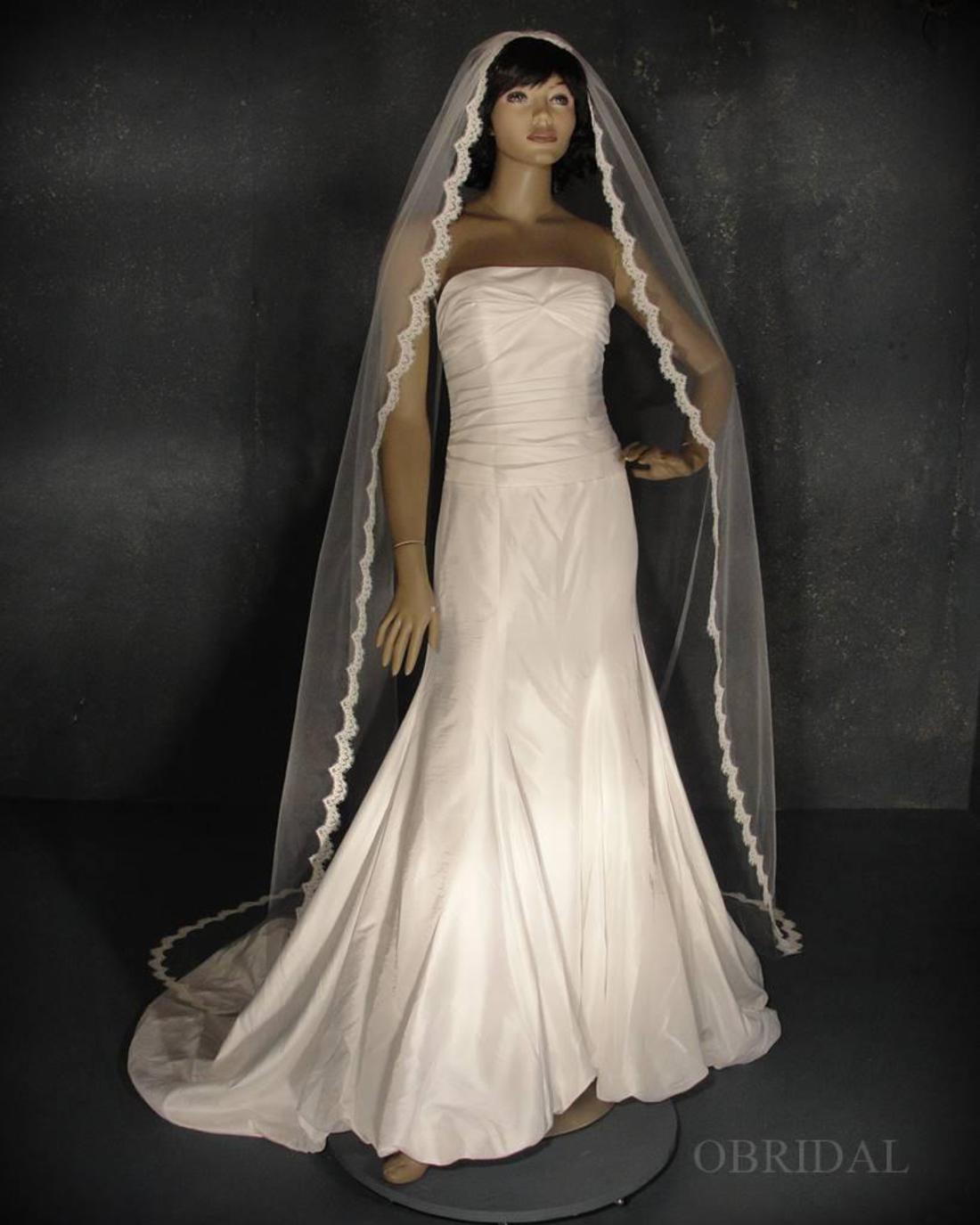 OBRIDAL Custom Wedding Veils - All Lace Veil - French Alencon Lace Veil