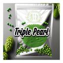 Close-up of Triple Pearl hops with vibrant green cones, known for their distinctive floral and citru