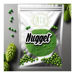 Close-up of Nugget hops with vibrant green cones, known for their distinctive floral and citrus arom