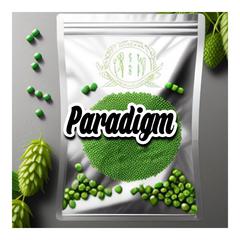 Paradigm Hops with vibrant green cones, known for their distinctive floral and citrus aroma