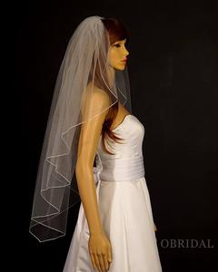 One-tier Faux Pearl Cut Edge Chapel Bridal Veils (006221243)