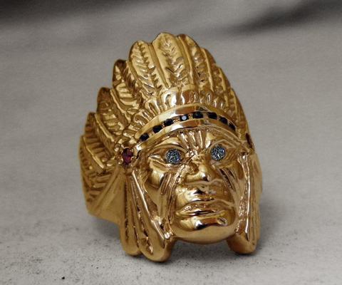 14K gold indian chief ring