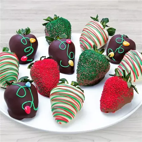 Christmas Lights Chocolate Covered Strawberries