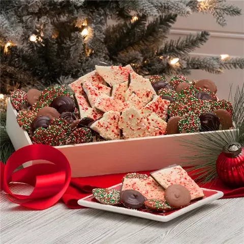 Holiday Belgian Chocolate Bark Nonpareil Gift Tray