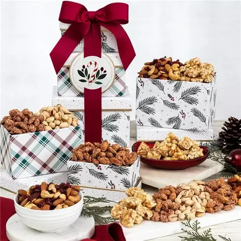 Holiday Mixed Nuts Gift Tower
